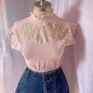 Vintage 1940s Baby Pink Blouse